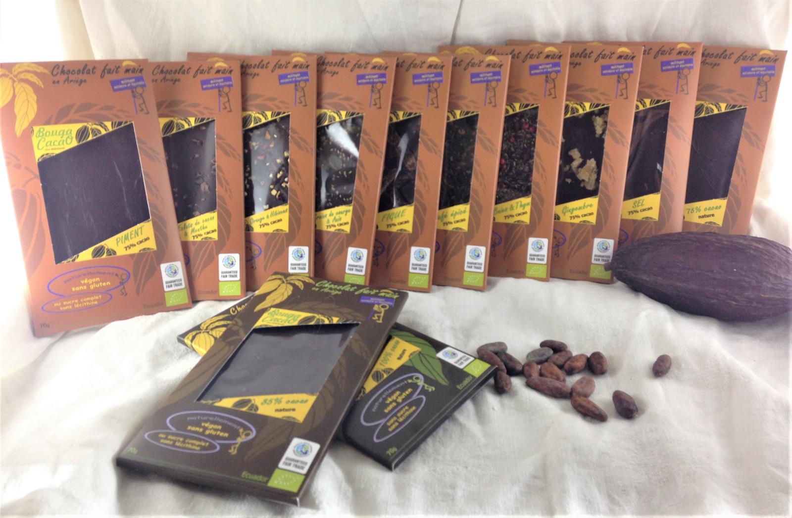 Pack de 12 tablettes de chocolat bio - Bouga Cacao